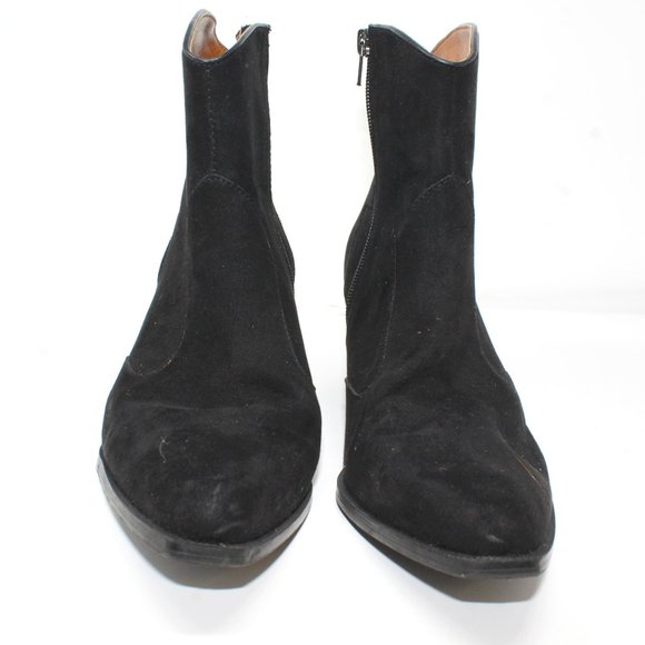 Ann Marino Women's Sz 10 Black Faux Suede Fabric Zip Western Style Ankle Boots - Picture 3 of 13